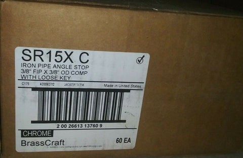 (1 Caja De 60) Nuevo BrassCraft 3/8" Fip X 3/8" Od Comp Latón Cromado SR15x C