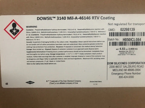 DOWSIL 3140 RTV Clear Silicone Coating MIL-A-46146 ( 6.52 LB )