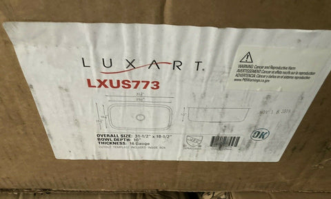 Luxart LXUS773 31-1/2" x 18-1/2" 1-Bowl Undermount Kitchen Sink Brushed Satin