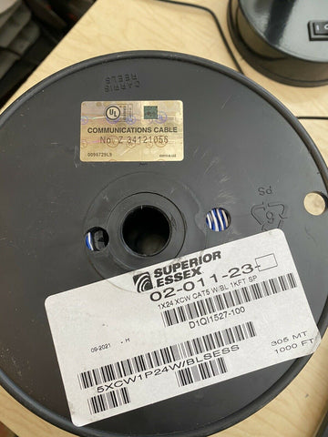 NEW Superior Essex 02-011-23 24/1P CAT5 Cross-Connect Wire Blue/White /1000ft