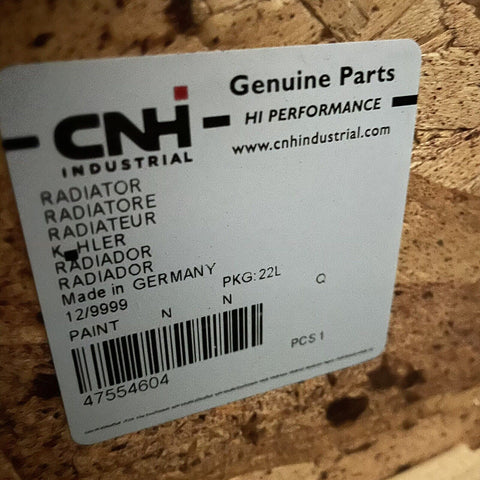 NEW GENUINE OEM  RADIATOR 47554604 -CNH/NEW HOLLAND