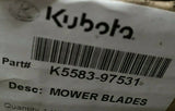 BRAND NEW Kubota Mower Blades, k5583-97531, 3 Blades, FREE SHIPPING