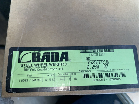 (1 ROLL OF 640PCS) New Bada .25oz Steel Tape-A-Weight 90-7525FER10 10 Lb Roll