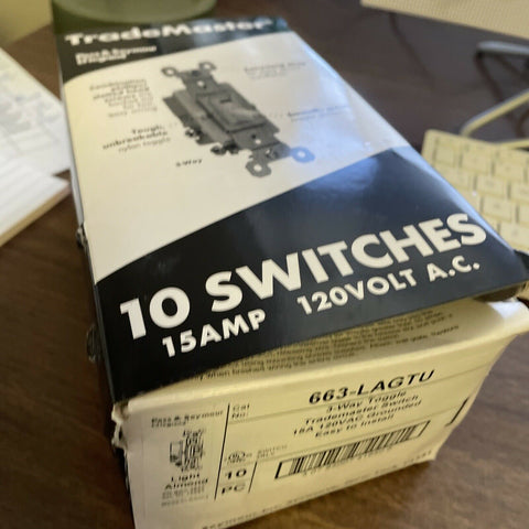 (10) Legrand - Pass & Seymour 663-LAGTU TradeMaster 15 Amp/120-Volt 3-Way Toggle