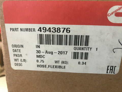 GENUINE Cummins HOSE,FLEXIBLE 4943876-Mega Mart Warehouse-Ultimate Unclaimed Freight Buyer and Seller Specialists
