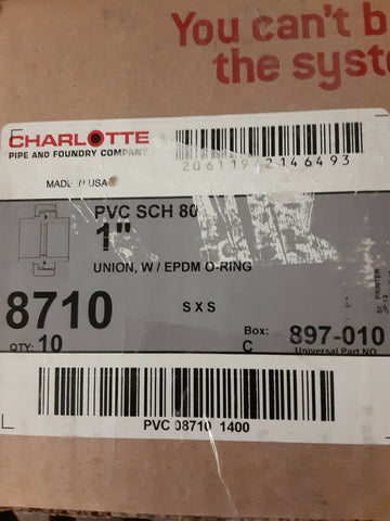 BRAND NEW  charlotte union w/ epdm o-ring 8710,897-010 (1) case of 10 pieces)
