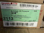 CHARLOTTE SCHEDULE 40 PRESSURE 3/4" THREADED PLUG, 2113, 450-007, BOX OF 25-Mega Mart Warehouse