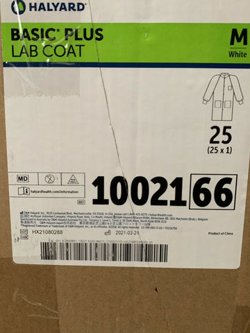NEW Halyard Basic Plus Lab Coat , Medium, 10021 (box of 25)