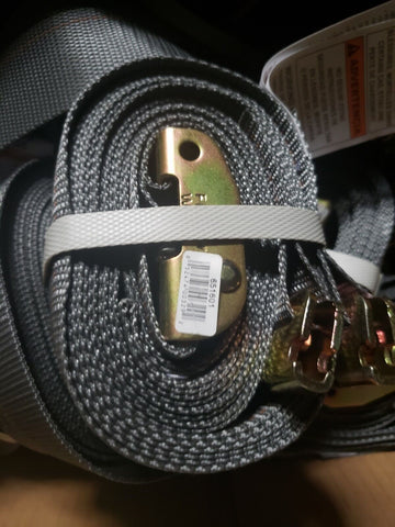 (2 PCS) KINEDYNE LOGISTIC RATCHET STRAP 2"X 16', 811 BUCKLE, GREY, SPRING LOADED
