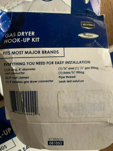 Maytag / Whirlpool Gas Dryer Hook-Up Kit WPX9610, 4396652RA-Mega Mart Warehouse-Ultimate Unclaimed Freight Buyer and Seller Specialists