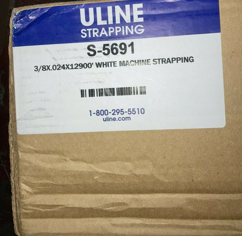 ULINE S-5691 3/8" X.024 X 12,900' WHITE MACHINE STRAPPING POLYPROPYLENE TABLETOP-Mega Mart Warehouse