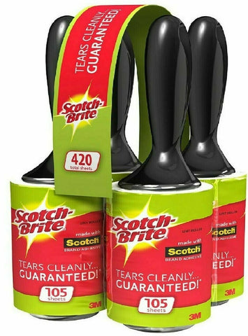 (1 CASE OF 36)Scotch-Brite Lint Roller Club Pack 4 Rollers/Pack, 105 Sheets-Mega Mart Warehouse-Ultimate Unclaimed Freight Buyer and Seller Specialists