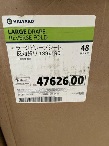 NEW Halyard 47626 Large Drape, 55 in. x 76 in., Reverse Fold, Sterile, 48/cs