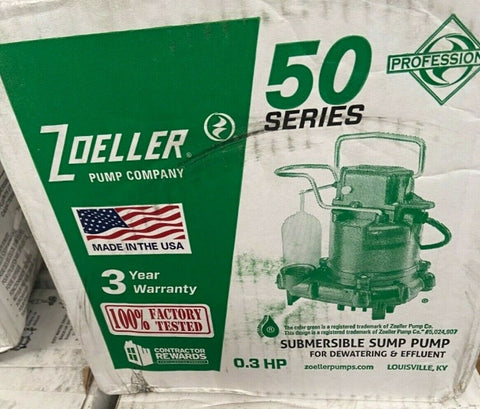 Zoeller M53-D Submersible Sump Pump 0.3 HP 115V 53-0001 PROFESSIONAL-Mega Mart Warehouse