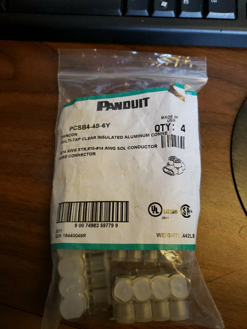 (4) PANDUIT Multi-Tap connector single-sided; 4 ports; #4 - #14 STR PCSB4-4S-6Y-Mega Mart Warehouse-Ultimate Unclaimed Freight Buyer and Seller Specialists