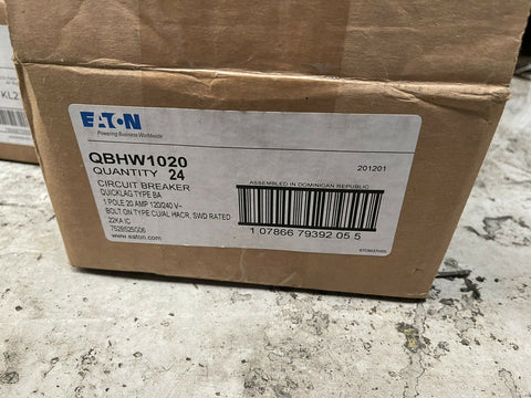 (2 PC LOT) EATON QBHW1020 CIRCUIT BREAKER 20AMP 1 POLE 120/240 VAC-Mega Mart Warehouse