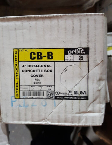 (25 PC CUSTODIA) Orbit 4" OCTAGONAL CONCRETE BOX COVER FLAT BLANK CB-B