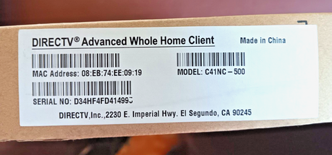 NEW DIRECTV ADVANCED WHOLE HOME CLIENT C41NC-500