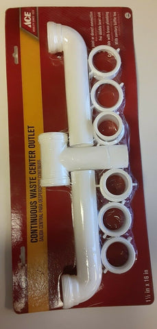 BRAND NEW Ace 43780 Continuous Waste Center Outlet 1.5" x 16" PVC