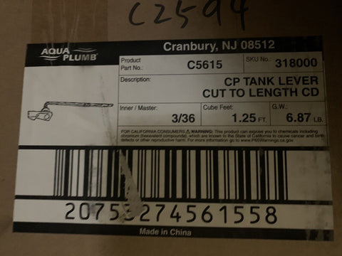 NEW Aqua Plumb C5615 Tank Lever Cut To Length CD, Chrome (12 PC BOX)