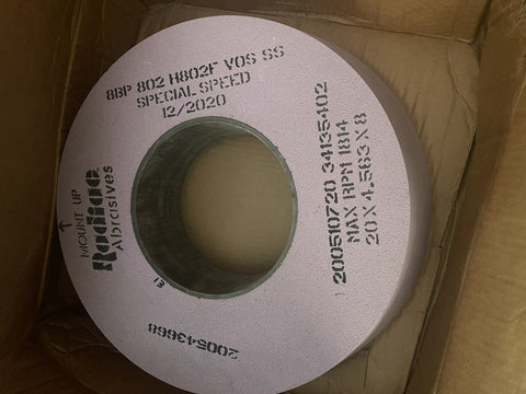 NEW RADIAC ABRASIVES GRINDING WHEEL 20X4.563X8, 1814 RPM, 8BP 802 H802F VOX SS