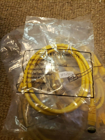 (9) CAT6 ETHERNET PATCH CABLE 3FT YELLOW CATEGORY 6 ROUTER CORD 3' SNAGLESS UTP-Mega Mart Warehouse-Ultimate Unclaimed Freight Buyer and Seller Specialists