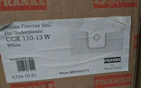 (1) Franke Cisterna 14-9/16" Single Basin Undermount Fireclay Bar Sink-Mega Mart Warehouse-Ultimate Unclaimed Freight Buyer and Seller Specialists