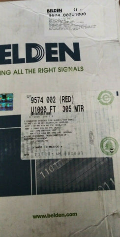 (1) BELDEN 18-2C SOL BC PVC FOIL SHD, PVC JKT FPLR 105C 300V RED, ROHS, 1000FT-Mega Mart Warehouse-Ultimate Unclaimed Freight Buyer and Seller Specialists