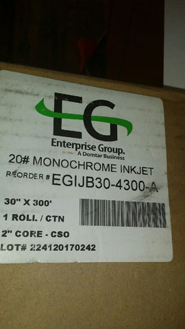 20# Monochrome Inkjet Bond - 30x300 - 20 lb - EGIJB30-4300-A ( 2 rolls) 2" core-Mega Mart Warehouse-Ultimate Unclaimed Freight Buyer and Seller Specialists