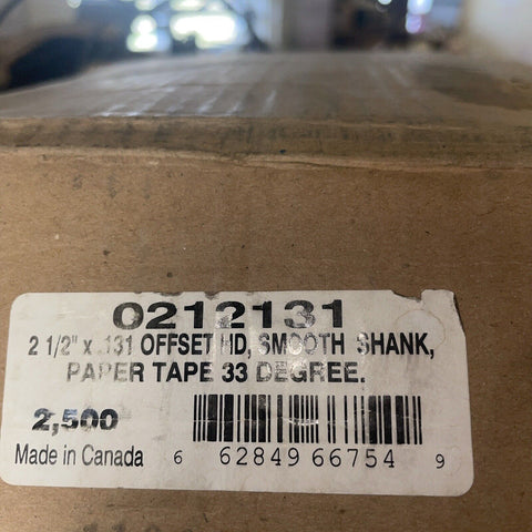 New .131" x 2-1/2" Smooth Shank Connector Nail 33 Degree  Pkg of 2500 PAPER TAPE