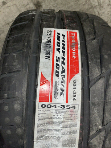 1 New Firestone Firehawk Indy 500 98W Tire 275/40R17 **FREE SHIPPING**