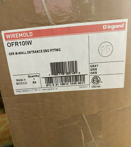 BRAND NEW WIREMOLD OFR10IW GRAY IN-WALL FITTING ENTRANCE END FITTING