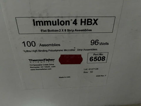 IMMULON 4 HBX 6508 FLAT BOTTOM 2X 8 STRIP ASSEMBLIES 100 ASSEMBLIES, 96 WELLS