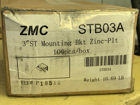 NEW ZMC 3″ Smart Cassette Mounting Bracket, STB03A Zinc Plated (100 PC BOX)