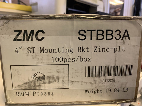 NEW ZMC 4″ Smart Cassette Mounting Bracket, STBB3A Zinc Plated (100 PC BOX)