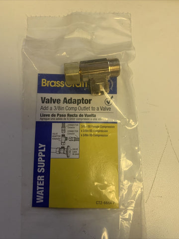 NEW BrassCraft Valve Adaptor 3/8"x3/8"x3/8" OD Compression CT2-666XP (10 PC BOX)
