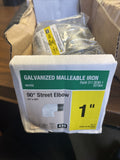(CASE OF 5) 311 SE90-1, 507904 1" GALVANIZED MALLEABLE IRON 90* STREET ELBOW