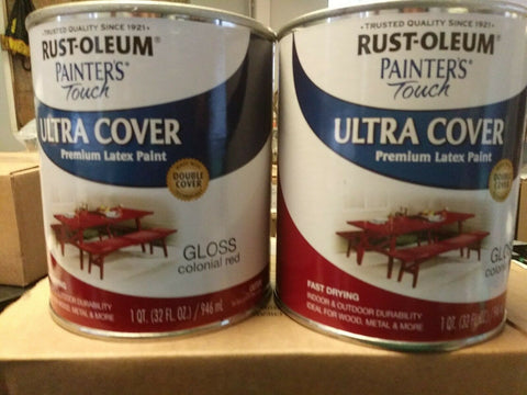(1 BOX OF 2QTS.) Rust-Oleum Glossy Colonial Red Paint 1964502-Mega Mart Warehouse-Ultimate Unclaimed Freight Buyer and Seller Specialists