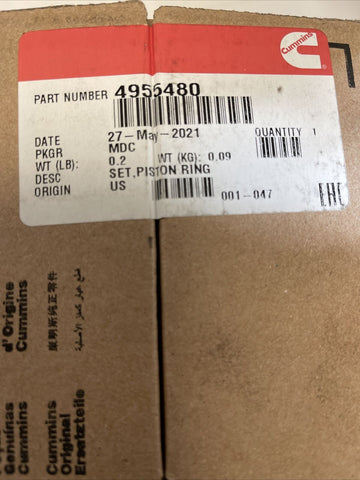 GENUINE OEM CUMMINS 4955480 PISTON RING SET, 0.50MM 4.5 / 6.7