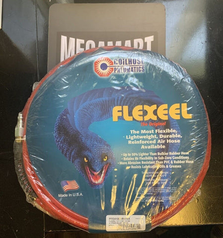 NEW Coilhose Pneumatics PFE4100TRS15X Flexeel 1/4"x100' 1/4 IND & Strain Relief