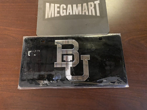 BRAND NEW BAYLOR BEARS SILVER TEAM LOGO BLACK CAR ACCESSORY LICENSE PLATE