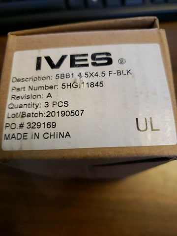 (24 PER LOT) IVES 5BB1 4.5 X 4.5 F-BLK, 5HG.11845 HINGES W/HARDWARE-Mega Mart Warehouse-Ultimate Unclaimed Freight Buyer and Seller Specialists