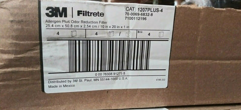 (1 CASE OF 4) Filtrete 10x20x1, Allergen Plus Odor Reduction Furnace Air Filter