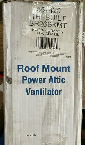 BRAND NEW Air Vent Roof Mount Metal Vent with Thermostat (1170 CFM, Black)