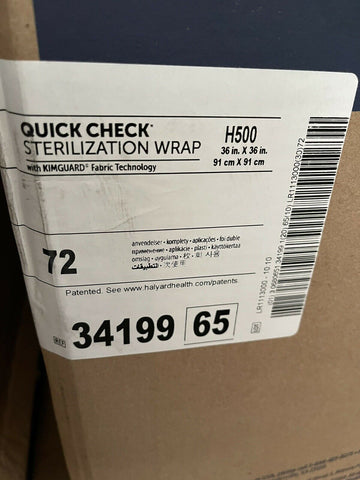 HALYARD QUICK CHECK STERILIZATION WRAP W/ KIMGUARD H500 36"X36" (CASE OF 72)