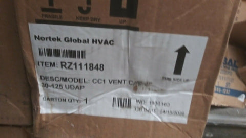 (1) NEW NORTEK GLOBAL HVAC CC1 VENT CAP 4" 30-125 UDAP RZ111848-Mega Mart Warehouse-Ultimate Unclaimed Freight Buyer and Seller Specialists