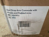 Drive Medical Steel Drop-Arm Commode w/ Wheels & Padded Arms, 11101W-2-Mega Mart Warehouse-Ultimate Unclaimed Freight Buyer and Seller Specialists