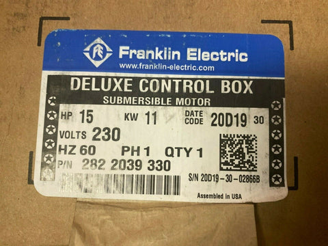 NEW Franklin Electric 2822039330 Deluxe Submersible Motor Control Box 15 HP 230V-Mega Mart Warehouse-Ultimate Unclaimed Freight Buyer and Seller Specialists