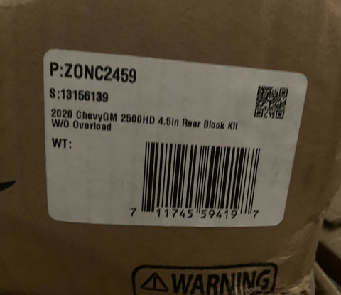 New Zone Offroad 2020 Chevy/GM 2500HD 4.5" Rear Block Kit w/o Overload