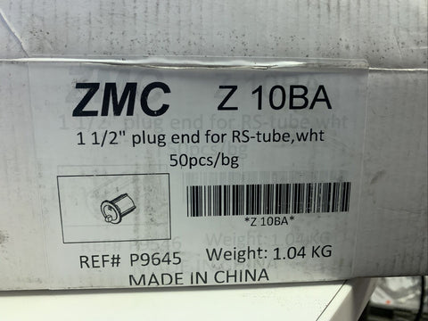 NEW ZMC Plug End for 1 1/2" RS Tube, Z 10BA White (50 PC BOX)